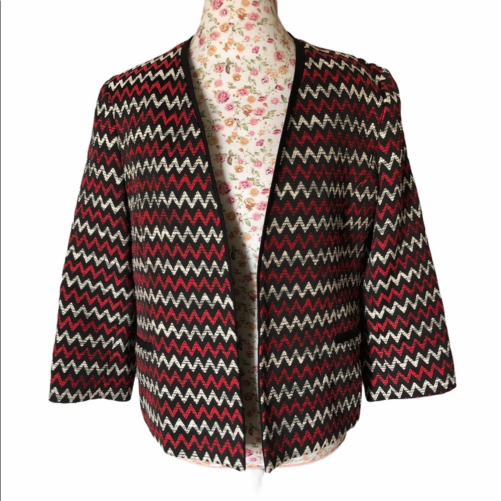 Kasper Womens Jacket Coat Black, red, White Sz 14